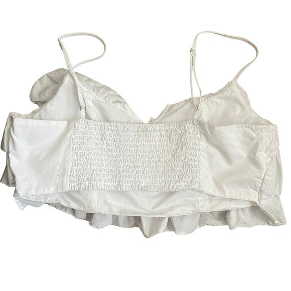 Free People Women Crop Top M White Danelle Ruffle Layer Boho Festival Coquette - Picture 3 of 9